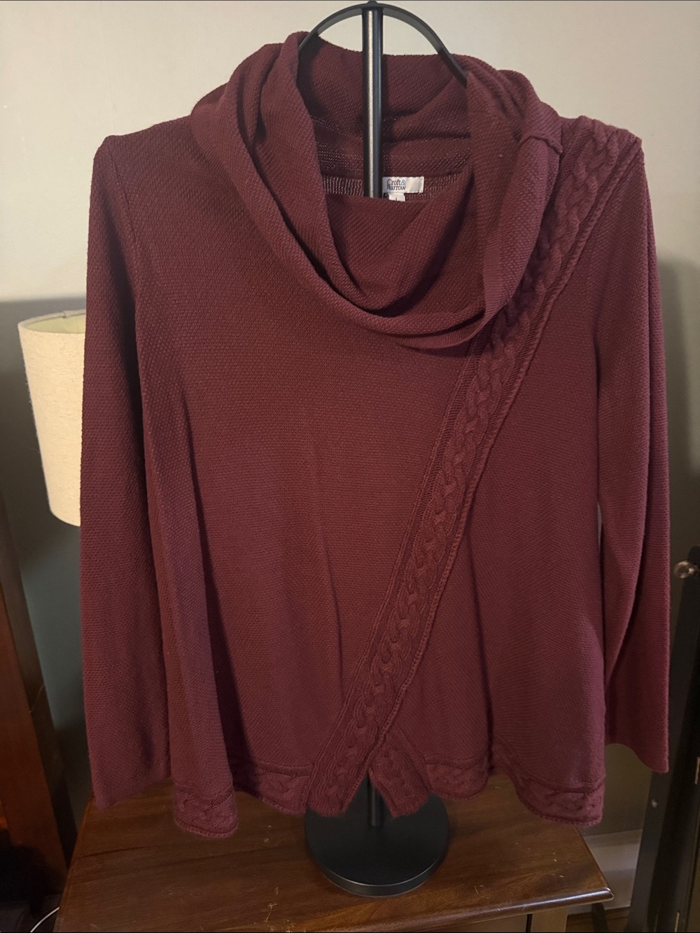 croft & barrow Burgundy Cowl Neck Sweater